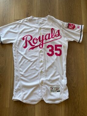 Kansas City Royals #35 White Pink Baseball Jersey